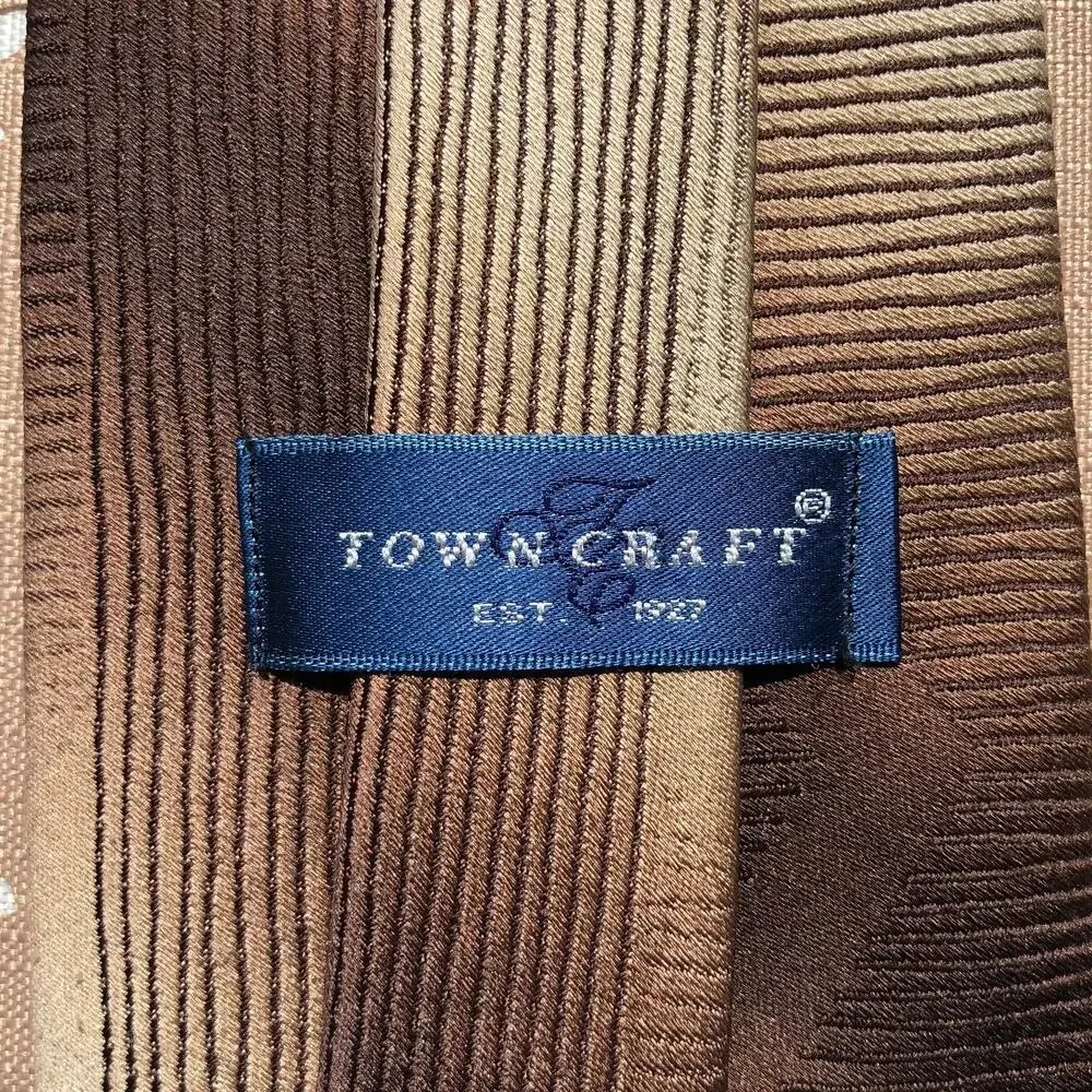 Town Craft Brown & Tan Diamond Print Necktie